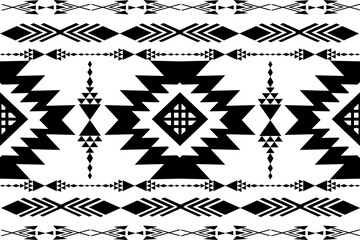 Geometric Ethnic pattern, Native American tribal fabric,tile, carpet ,vector, illustration design, on black and white color