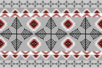 Geometric Ethnic pattern, Native American tribal fabric,tile, carpet ,vector, illustration design, on red and grey background