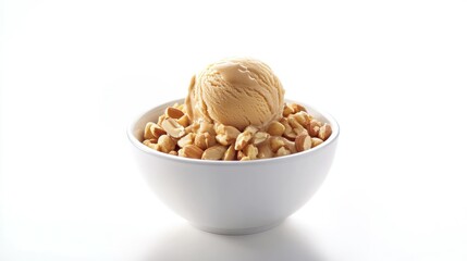 Single Scoop of Ice Cream in a White Bowl