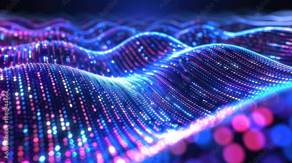 Poster Abstract wave of binary code flowing through space