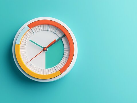 Minimalist Clock Face with Progress Bar Symbolizing Time and Journey Towards Goal