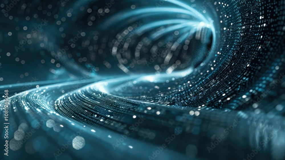 Poster Abstract wave of binary code flowing through space