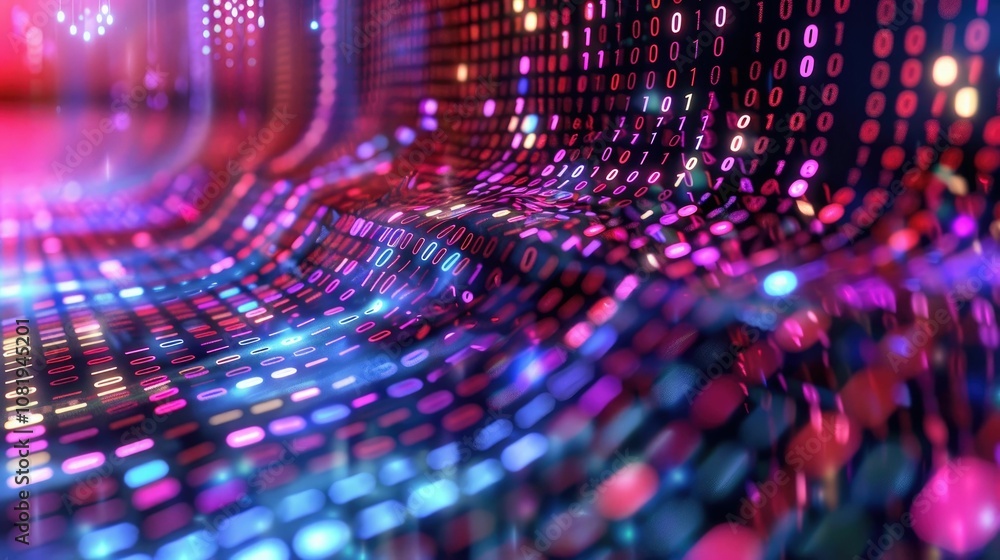 Aufkleber Abstract wave of binary code flowing through space