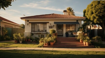 Latino family house with a cinematic stock photo featuring a cozy atmosphere.