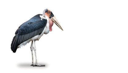 African marabou stork - Leptoptilos crumenifer - are large, long legged, long necked wading birds with long, stout bills.  they use soaring, gliding flight, which conserves energy