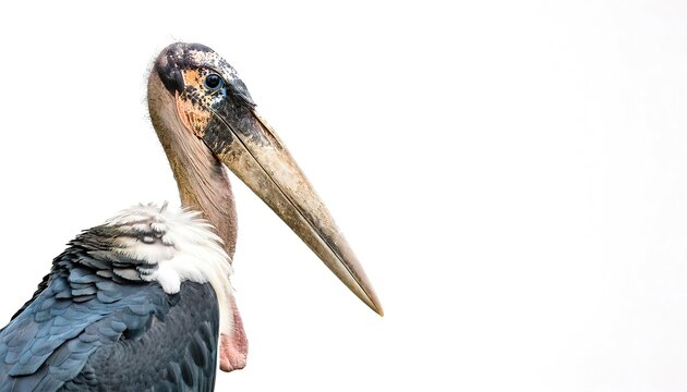 African marabou stork - Leptoptilos crumenifer - are large, long legged, long necked wading birds with long, stout bills.  they use soaring, gliding flight, which conserves energy
