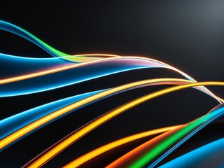 colorful abstract light waves on black background vibrant flowing lines futuristic.