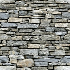 Seamless Stone Wall Texture, Rough Natural Stone Background, Gray and Brown Colors Pattern.