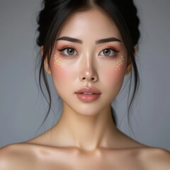 Fototapeta premium arafed woman with colorful makeup and make up posing for a picture