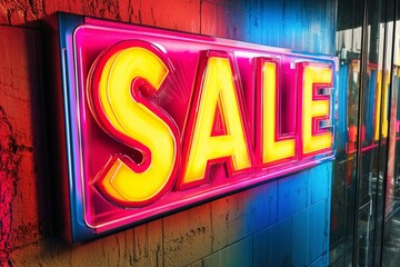 A large, vibrant "SALE" text in stunning colors, with dynamic shadows and eye-catching effects, ideal for online or print ads. 