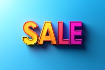 A large, vibrant "SALE" text in stunning colors, with dynamic shadows and eye-catching effects, ideal for online or print ads. 