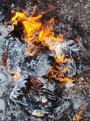 burning fire in a fireplace