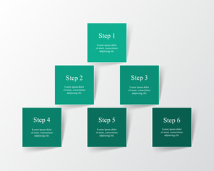 Infographic template with 6 steps, options, parts or processes.