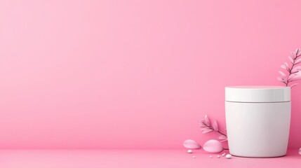 Elegant night cream jar display soft pink background product photography minimalist design close-up view skincare concept