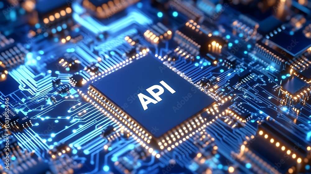Aufkleber a close-up view of a circuit board featuring an api chip highlighting the future of technology and c