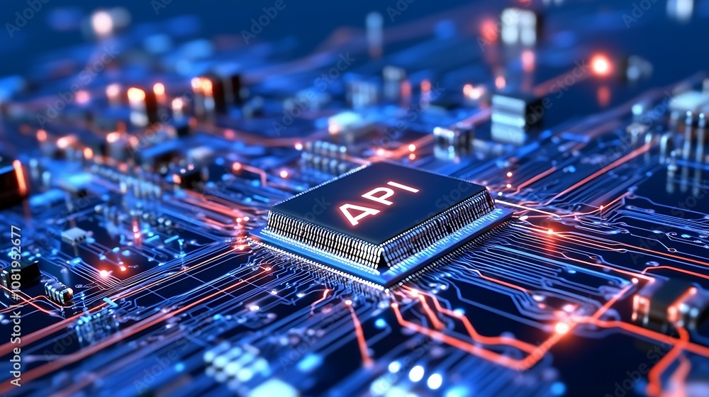 Aufkleber a close-up view of a circuit board featuring an api chip highlighting the future of technology and c