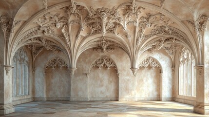 Obraz premium Ornate architectural interior with intricate vaulted ceilings.