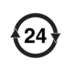 24 hour service flat icon vector