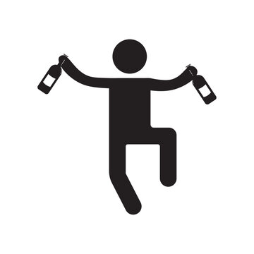 recommend clip art: vector flat icon of drunk person walking