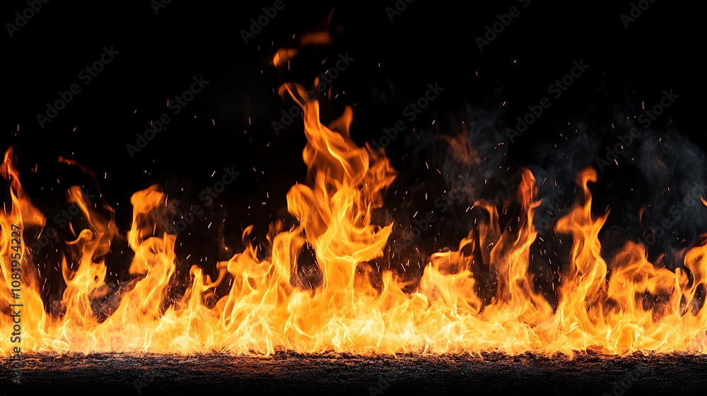 Aufkleber a stunning display of flames and sparks creating an intense fire effect against a dark background
