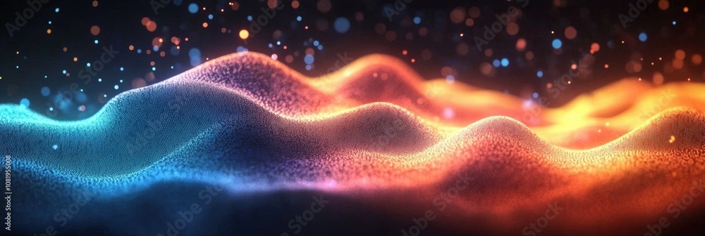 Poster abstract waves of colorful light with a magical glow creating vibrant textures in a darkened space f