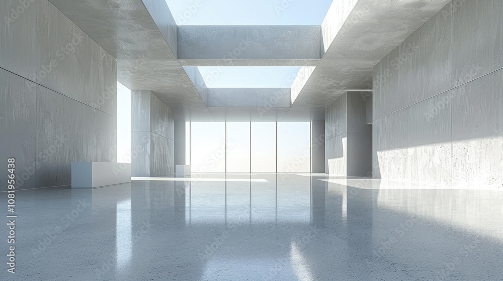 Poster minimalist building exterior with unique light patterns