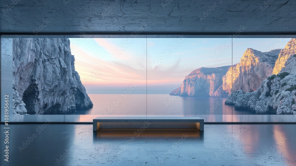 Poster Minimalist building exterior with unique light patterns