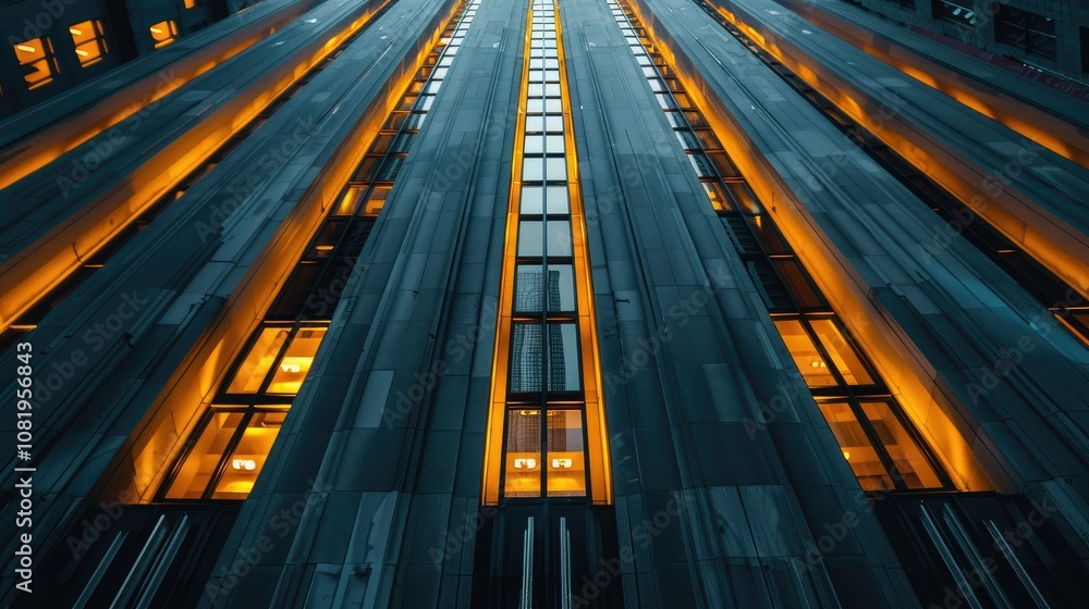 Poster minimalist building exterior with unique light patterns