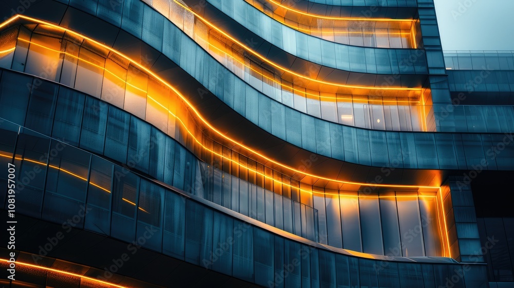 Poster minimalist building exterior with unique light patterns