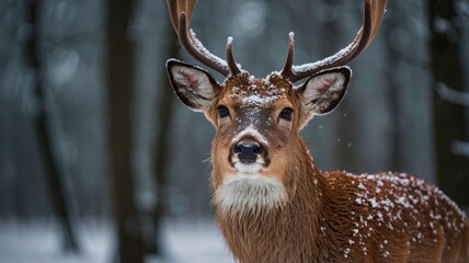 Fototapeta premium christmas_portrait_of_a_deer_rudolph