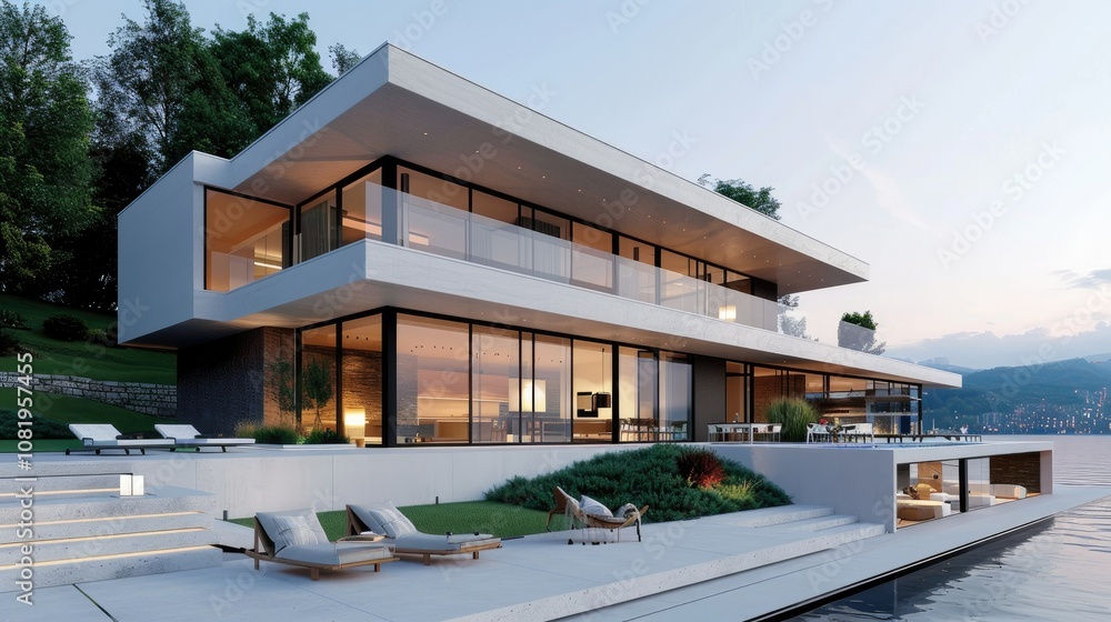 Poster Minimalist architecture with large open spaces