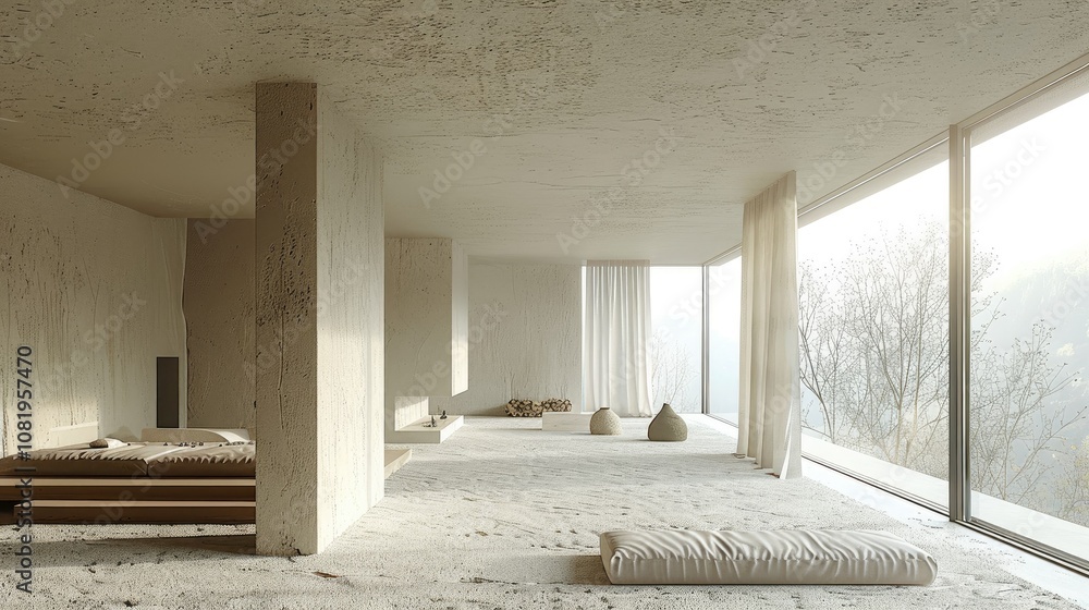 Poster Minimalist architecture with large open spaces
