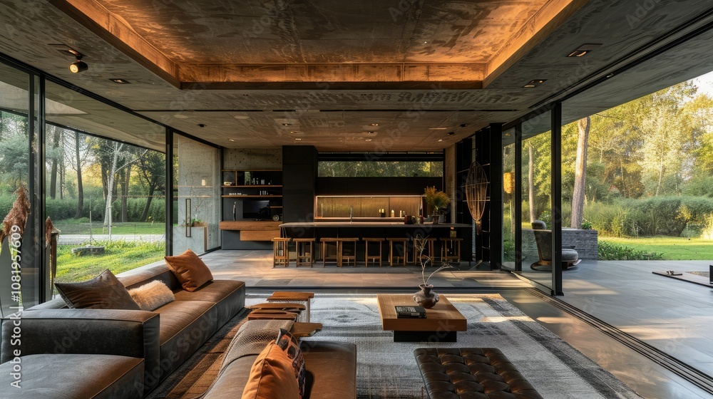 Poster Minimalist architecture with large open spaces