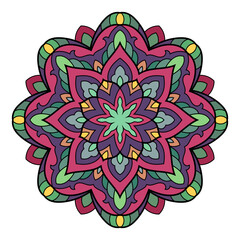 Colorful zentangle mandala. Vibrant Spiritual background with Moroccan, Islamic, Arabic, Indian, and Ottoman Influences. 