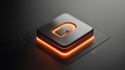 Immediate Security Concept A sleek, modern logo design featuring a stylized letter "Q" with an illuminated orange outline on a dark background.