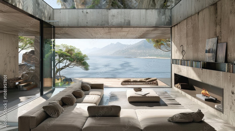 Poster Minimalist architecture with large open spaces