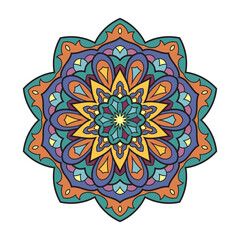 Vector Black and White Mandala Pattern. Vibrant Spiritual Lace Tattoo with Islamic, Arabic, Indian, and Ottoman Influences. Zentangle inspired image to color.