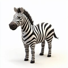 Obraz premium Cute Cartoon Zebra Standing in 3D Style