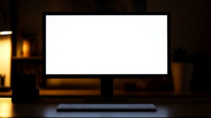 Laptop with white blank screen isolated on white background, white aluminium body