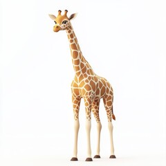 Obraz premium Cute Cartoon Giraffe Standing Tall and Proud