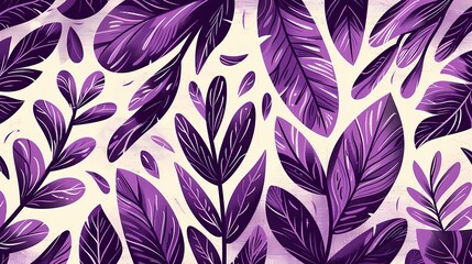 Retro purple leaf plant pattern illustration poster background