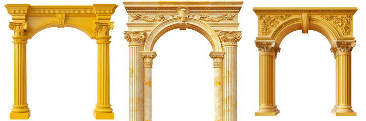 Obraz premium Set of A golden and yellow color Classic architectural isolated on a transparent background