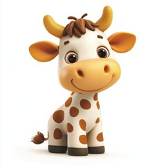 Fototapeta premium Cute Cartoon Cow Character with a Friendly Smile