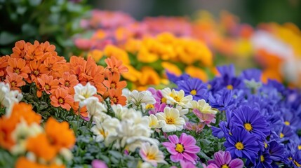 Obraz premium A Close-Up View of a Colorful Array of Flowers