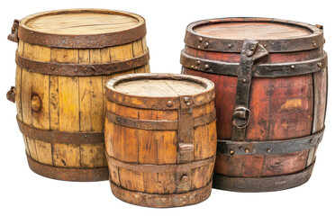 Obraz premium wooden barrel isolated on transparent background