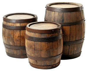 Fototapeta premium wooden barrel isolated on transparent background