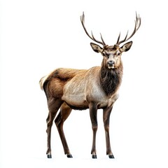 Majestic Stag in Bright White Background