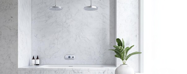 Marble shower with built-in Bluetooth speaker, innovative, luxury