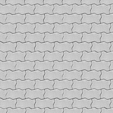 PERFECT SEAMLESS TEXTURE TILE of self-locking concrete pavement for use in external applications - Useful for rendering - Grey color zigzag shape