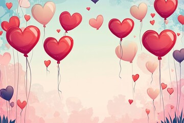 Happy Valentine's Day background. Valentine's Day celebration. February 14. Cartoon illustration Template for Poster, Banner, Post, Flyer, Greeting, Card, Cover.